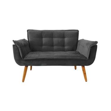 Imagem de Poltrona decorativa Opala 2 lugares cinza chumbo pé palito - Roggi HD