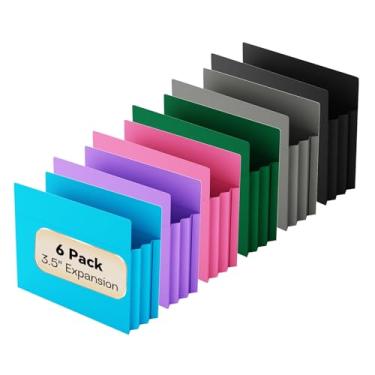 Imagem de NORDUN Bolsos de arquivo expansíveis de plástico, pacote com 6 bolsos de arquivo de poliéster, tamanho carta, pasta de arquivo expansível resistente de 8,9 cm para documentos, jaqueta sanfonada para