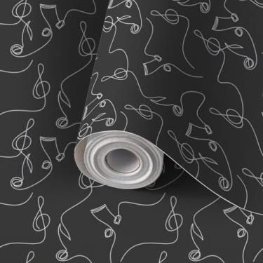 Imagem de Papel de parede autoadesivo de parede mural de parede notas musicais clave de agudos sem costura contorno abstrato pano de fundo gráfico papel de contato papel de parede amigável para cozinha berçário