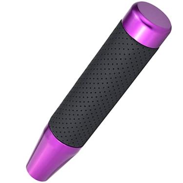 Imagem de Lunsom Manípulo de câmbio ponderado, manípulo de câmbio longo de liga de alumínio de couro, manípulo, alavanca de câmbio, botão de engrenagem para a maioria dos veículos de transmissão manual (Roxo-1)