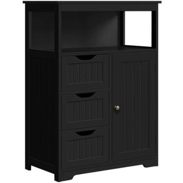 Imagem de Armário de armazenamento de banheiro Yaheetech Freestanding Black