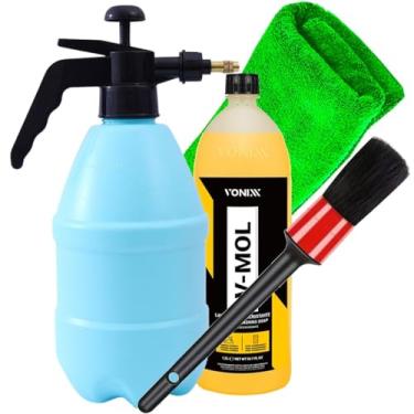Imagem de Kit Lavagem Estética Automotiva V-Mol 1,5L Pulverizador Manual Toalha Microfibra 30x30 Pincel Detalhamento Karbox