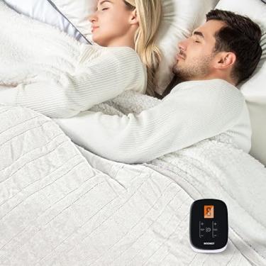 Imagem de WOOMER Cobertor elétrico tamanho solteiro 157,5 cm x 213,4 cm, cobertor aquecido com temporizador de 0,5 a 12 horas e 10 níveis de aquecimento, certificado ETL, veludo branco e sherpa, proteção contra
