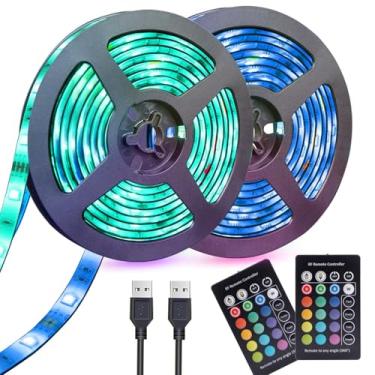 Imagem de Fita de LED USB de 4 metros, luz LED alimentada por USB com controle remoto de 24 teclas, impermeável, RGB flexível, mudança de cor, luz de LED para retroiluminação de TV, quarto, mesa, PC