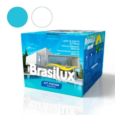 Imagem de Kit Tinta Para Piscina Pu Acrílico Brasilux 4,5 Litros, Branco