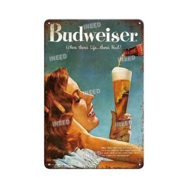 Imagem de Placa De Parede De Metal Vintage Budweiser Cerveja, Placa De Parede Pa