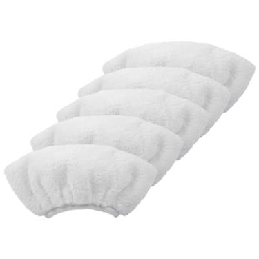 Imagem de 5 peças de panos de microfibra para limpador a vapor portátil, ferramentas de limpeza a vapor laváveis, almofadas de esfregão de substituição, acessórios de limpeza a vapor para carro, limpeza