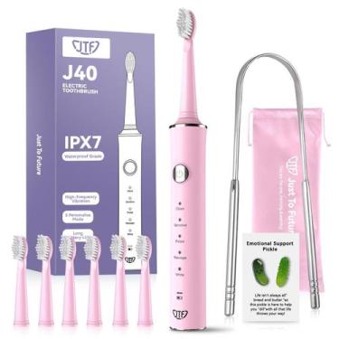 Imagem de Escova de dentes elétrica JTF para adultos com 6 cabeças de escova e m