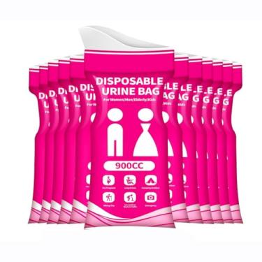Imagem de KEMANI Bolsa de urina descartável, 12 peças de bolsas de urina para viagem unissex para mulheres/homens, bolsa de mictório portátil de emergência de 900 ml e bolsas de vômito para acampamento