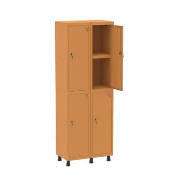 Imagem de Armário Locker 2 Colunas, 4 Portas com Prateleira Central com Duas Cha