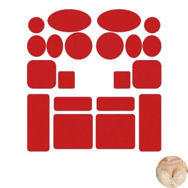 Imagem de LIEBSTER Pacote com 20 adesivos de reparo de sutiã de microfibra – Kit de fixação autoadesivo, 10 formas × 2, fixação sem costura (03 escarlate)