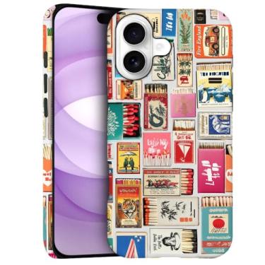 Imagem de DJSOK Compatível com iPhone 17, capa fosca de policarbonato antiarranhões à prova de choque - Colagem retrô Matchbox