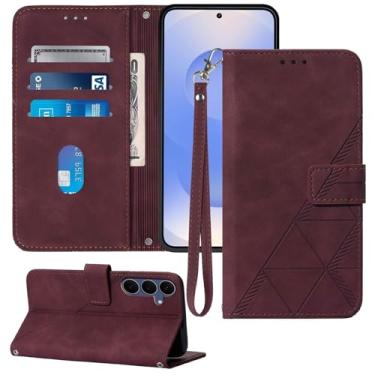 Imagem de Moment Dextrad Capa carteira para Samsung Galaxy S25 FE, capa para celular S25 FE, compartimentos para cartão, alça de pulso, proteção interna de TPU, suporte, couro PU, capa flip folio (vermelha)