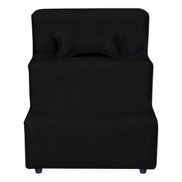 Imagem de Escada Para Pet 3 Degraus Com Osso Tecido Suede - Dritex, Suede Preto