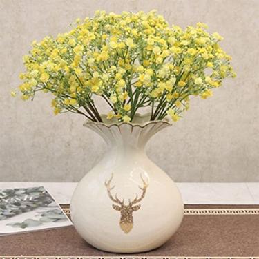 Imagem de Bonsai de flor artificial com vaso flores artificiais de luxo simples e leves para decoração de mesa, mesa de café, varanda, artesanato decorativo, ornamentos, arranjos de decoração de mesa (cor: B)