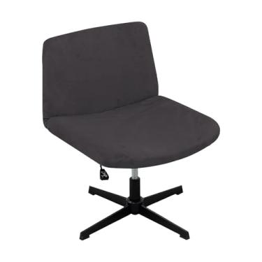 Imagem de Kitegrese Capas de cadeira de escritório com pernas cruzadas elásticas, capa larga para assento de escritório moderna, giratória, para sala de estar e quarto (cinza escuro)