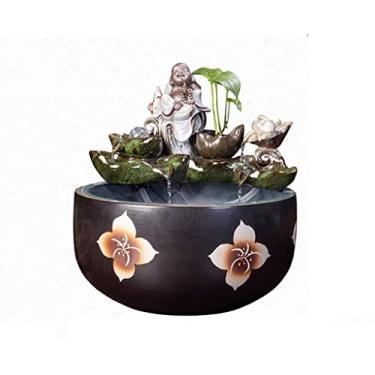 Imagem de XFNVXC Fontes de água, fonte de mesa interna, decoração de atomização, fonte de mesa de cerâmica, fonte de água fluida, mesa de escritório, fonte decorativa, fonte de mesa