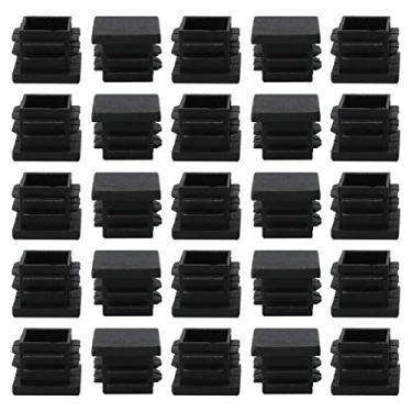 Imagem de uxcell 25 pçs plástico quadrado canelado inserções tubo tampa tubulação móveis deslizamento pés de mesa protetor de chão, a18081400ux0295, 19 x 19mm