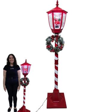 Imagem de Poste Natal Papai Noel Natalino Som Led Musica Decoraçao Cenario Loja Shopping Comercio Evento Festa Fim de Ano