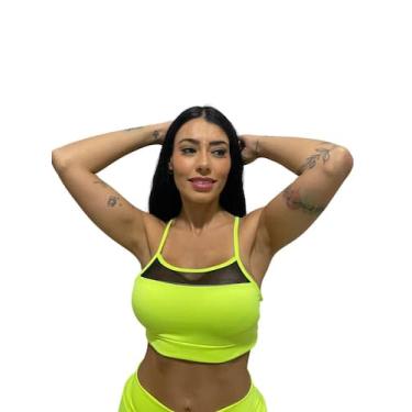 Imagem de Top alcinha tule com bojo removível TB moda fitness academia e ginásti