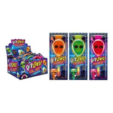 Imagem de Pirulito Dip Loko Monster Alien Brilha Escuro 30un Diploko - Danilla F