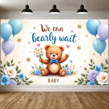 Imagem de Ursinho de pelúcia floral faixa rosa para chuveiro, balões rosa, decoração de berçário, festa de recém-nascido, celebração