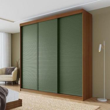 Imagem de Guarda-roupa Casal 3 Portas de Correr Ripadas Samambaia Cabecasa Madei