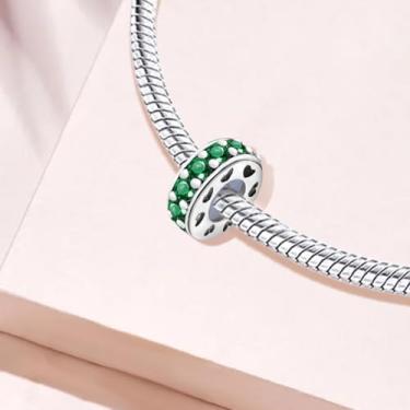 Imagem de 1 peça prata elegante diamante branco berloque contas adequadas para mulheres, faça você mesmo e roupa diária combinando joias decoração presente para mamãe, 12.3*3.9mm, Prata, Sem Pedra Preciosa