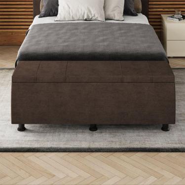 Imagem de Baú Sapateira Estofada Casal 140 Cm Venus Veludo Skybox Marrom