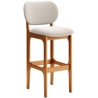 Imagem de Banqueta Alta Bar Cozinha Sala Jantar Fixa Betta L02 Imbuia Bouclê Creme - Lyam Decor