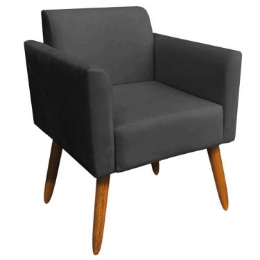 Imagem de Poltrona Decorativa Isabella Pés Palito Madeira Suede Preto