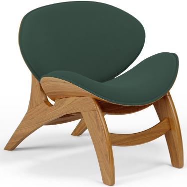 Imagem de Poltrona Decorativa Orgânica Sala Living Kadosh L02 Suede Verde Musgo