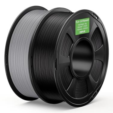 Imagem de DEEPLEE Filamento PLA+ 2.0 1,75 mm, filamento de impressora 3D de resistência mais forte, preto e cinza 2 kg, filamento de impressora 3D PLA Plus atualizado, filamento PLA+ de alta velocidade para a