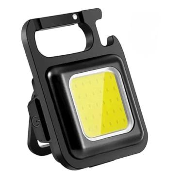 Imagem de Mini Lanterna Recarregável COB 800 Lúmens com Chaveiro, Ímã, Suporte Dobrável e Abridor de Garrafas – Luz de Emergência Portátil USB