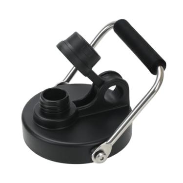 Imagem de GAGANIU Tampa de bico para garrafas de água esportivas Hydro Flask de boca larga, tampas de substituição para garrafas isoladas de boca larga de 3,628 g com alça fácil de transportar (preto)