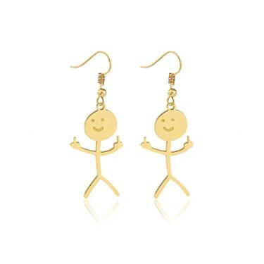 Imagem de Colar de desenho engraçado para mulheres, colar de dedo, rosto sorridente, presente de amizade, pingente de aço inoxidável para mulheres, homens, meninos, meninas, joias legais feitas à mão, E