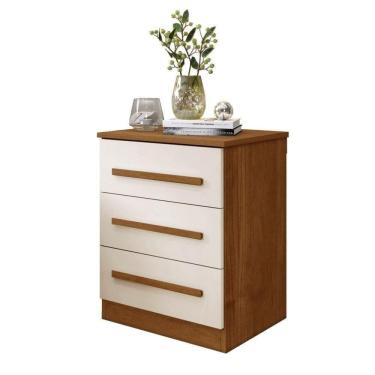 Imagem de Mesa De Cabeceira Império 3 Gavetas Benetil Cinamomo Off White