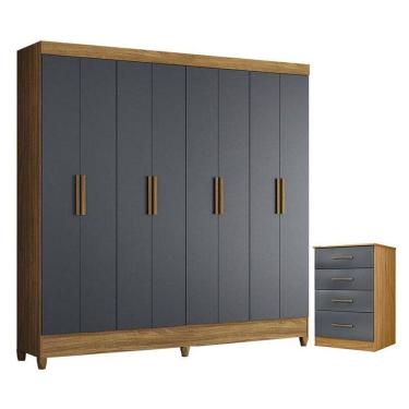 Imagem de Guarda Roupa Casal Marajó E Cômoda Ms913 Freijó Cinza - Moval