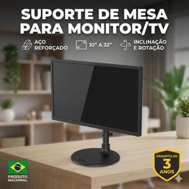 Imagem de Suporte de ferro para monitor tv sobrepor de mesa para monitores com t