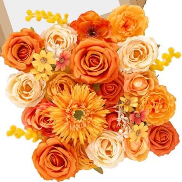 Imagem de Flores artificiais Serwalin Fall Orange Silk Girassol