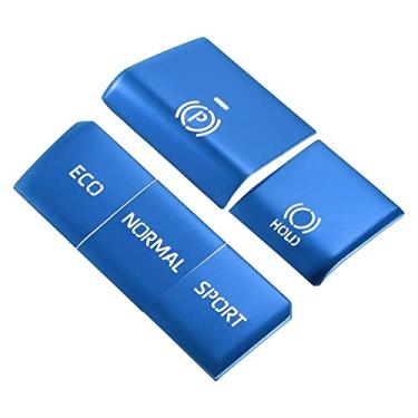 Imagem de A ABSOPRO Painel de engrenagem de freio de mão eletrônico interruptor botão painel guarnição capa para Toyota RAV4 2019-2022 liga de alumínio azul conjunto de 5