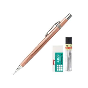 Imagem de Kit Lapiseira Pentel P200 0,7 mm Rose Gold Grafite HB e Borracha Soft 