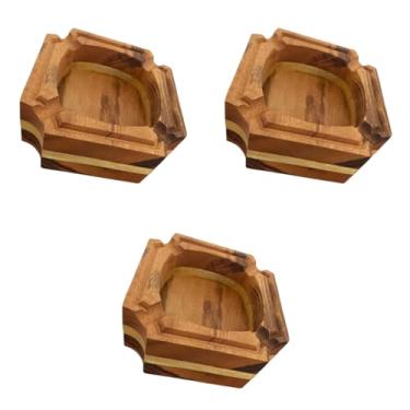 Imagem de Kit 3x Cinzeiro Artesanal Arbo Quadrado Detalhado Envernizado Madeira Nobre 12x12cm