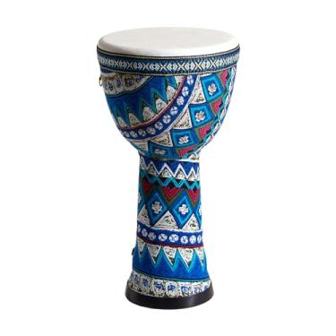 Imagem de Tambor Africano de 8 polegadas com Corpo PVC Superfície Couro Cabra Instrumento Percussão Leve para Batidas as Mãos Bong