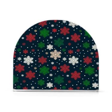 Imagem de JUZIHAI Porta-guardanapos para mesa, dispensador de guardanapo de acrílico colorido de floco de neve de Natal, suporte de lenços independente de mesa para cozinha, jantar, bar, festa, decoração de
