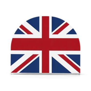 Imagem de Qilmy Porta-guardanapos de acrílico com bandeira britânica, suporte de lenços de mesa independente, dispensador de papel de coquetel para cozinha, jantar, restaurante, bar, decoração, 1 pacote