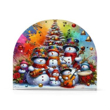 Imagem de Qilmy Porta-guardanapos de acrílico para bonecos de neve de Natal, suporte de lenços de mesa independente, dispensador de papel de coquetel para cozinha, jantar, restaurante, bar, decoração, 1 pacote