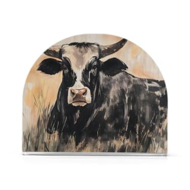 Imagem de JUZIHAI Porta-guardanapos de vaca para mesa dispensador de guardanapo de acrílico para mesa suporte de lenços independente para cozinha sala de jantar bar festa decoração de casa