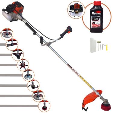 Imagem de Roçadeira Import Way IWRGM2T5X163 63cc 3HP Com Carretel + Facas 2 Pontas, 3 Pontas, 6 Pontas, 40 Dentes, 80 Dentes, Trimmer e Escova + Óleo Toyama 2T