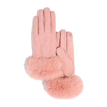 Imagem de Luvas de Inverno para Mulheres com Tela Tática Impermeáveis Macias Quentes Pelúcia Falsa Corrida Ciclismo Bicicleta Diri